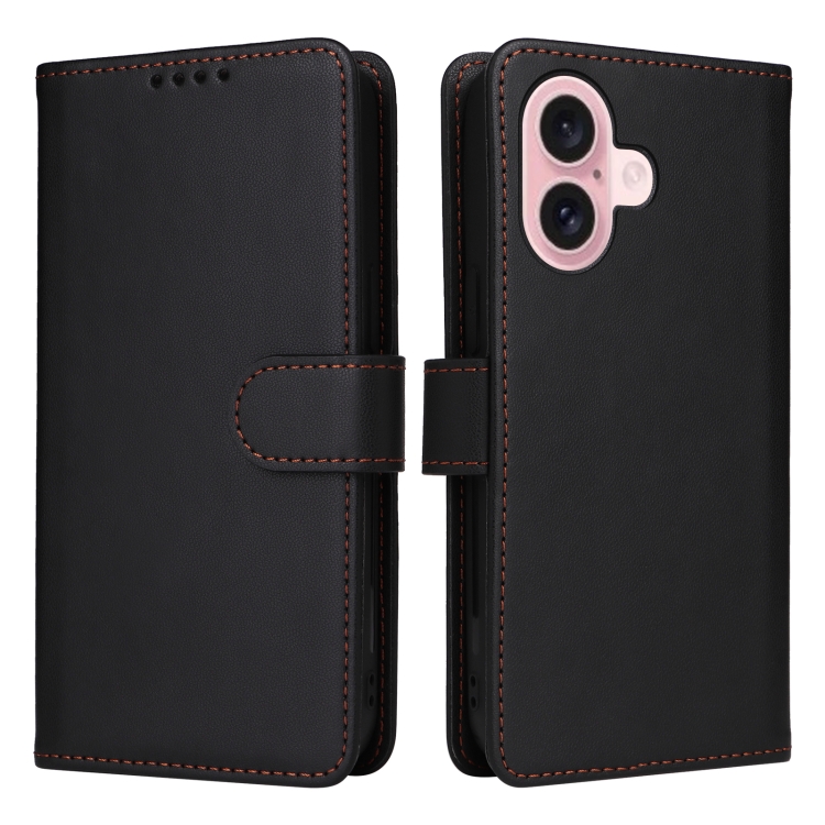 

For iPhone 16 Plus BETOPNICE BN-005 2 in 1 Detachable Imitate Genuine Leather Phone Case(Black)