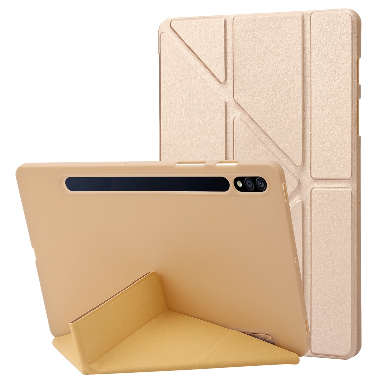 

For Samsung Galaxy Tab S9 Deformation Silicone Leather Tablet Case(Gold)