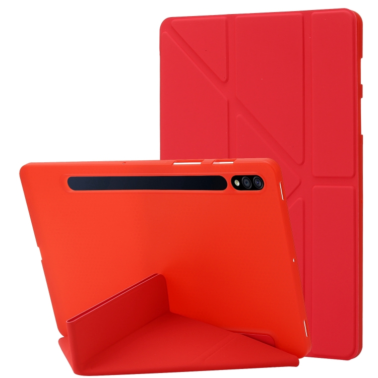 

For Samsung Galaxy Tab S9 Deformation Silicone Leather Tablet Case(Red)