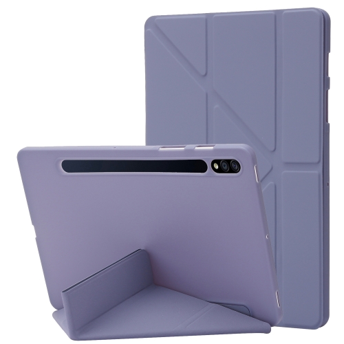 

For Samsung Galaxy Tab S9 Deformation Silicone Leather Tablet Case(Lavender)