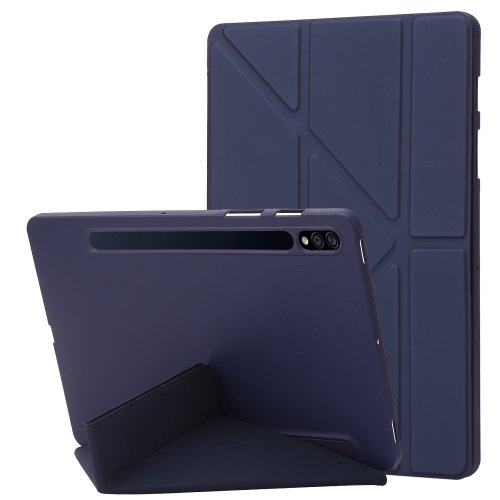 

For Samsung Galaxy Tab S9+ Deformation Silicone Leather Tablet Case(Dark Blue)