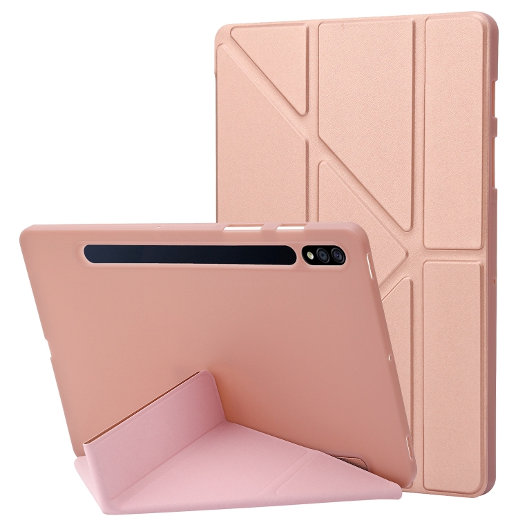 

For Samsung Galaxy Tab S9+ Deformation Silicone Leather Tablet Case(Rose Gold)