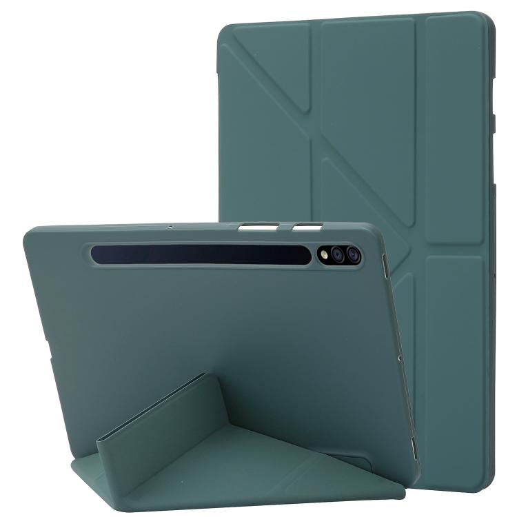 

For Samsung Galaxy Tab S11 Deformation Silicone Leather Tablet Case(Dark Green)