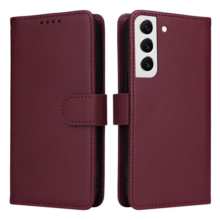 

For Samsung Galaxy S22 BETOPNICE BN-005 2 in 1 Detachable Imitate Genuine Leather Phone Case(Wine Red)