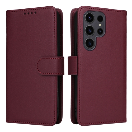 

For Samsung Galaxy S23 Ultra BETOPNICE BN-005 2 in 1 Detachable Imitate Genuine Leather Phone Case(Wine Red)