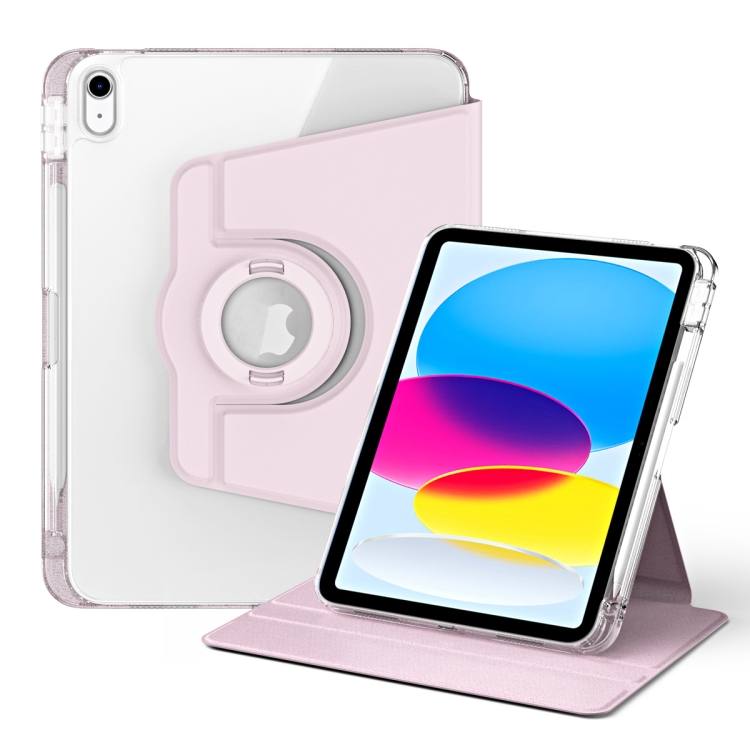 

For iPad 10th Gen 10.9 2022 360 Rotation Detachable Clear Acrylic Leather Tablet Case(Pink)