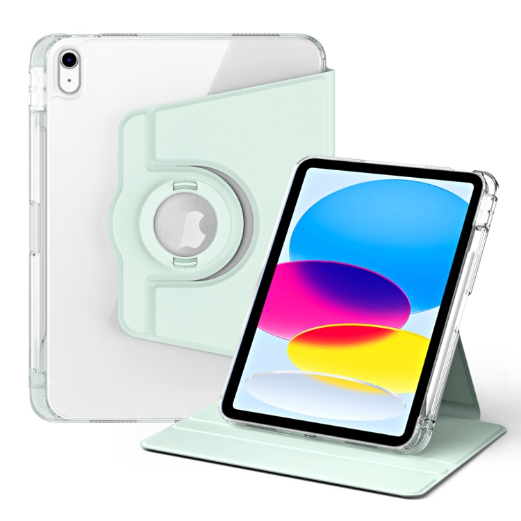

For iPad 10th Gen 10.9 2022 360 Rotation Detachable Clear Acrylic Leather Tablet Case(Light Green)
