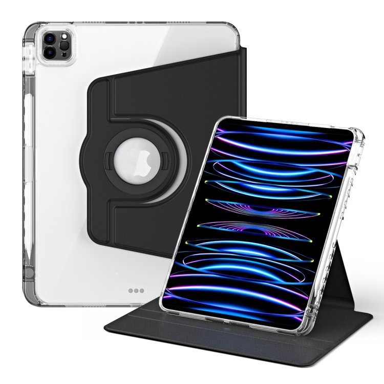 

For iPad Pro 11 2022 / Air 10.9 2022 360 Rotation Detachable Clear Acrylic Leather Tablet Case(Black)
