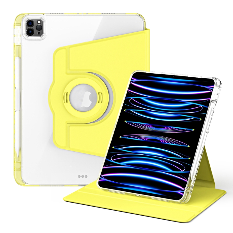 

For iPad Pro 11 2022 / Air 10.9 2022 360 Rotation Detachable Clear Acrylic Leather Tablet Case(Yellow)