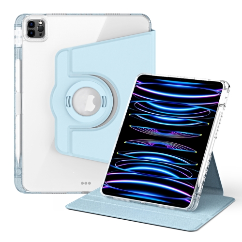 

For iPad Pro 12.9 2022 / 2021 / 2020 360 Rotation Detachable Clear Acrylic Leather Tablet Case(Ice Blue)