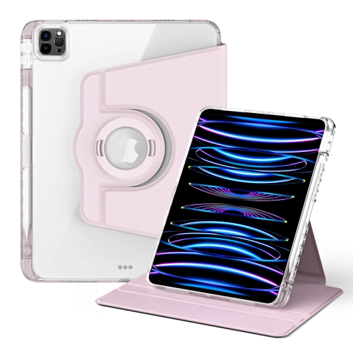 

For iPad Air 13 2024 / Pro 12.9 2022 360 Rotation Detachable Clear Acrylic Leather Tablet Case(Pink)