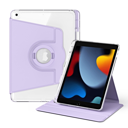 

For iPad Pro 9.7 / 9.7 2018 / 2017 360 Rotation Detachable Clear Acrylic Leather Tablet Case(Light Purple)