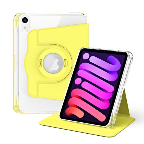 

For iPad mini 6 360 Rotation Detachable Clear Acrylic Leather Tablet Case(Yellow)