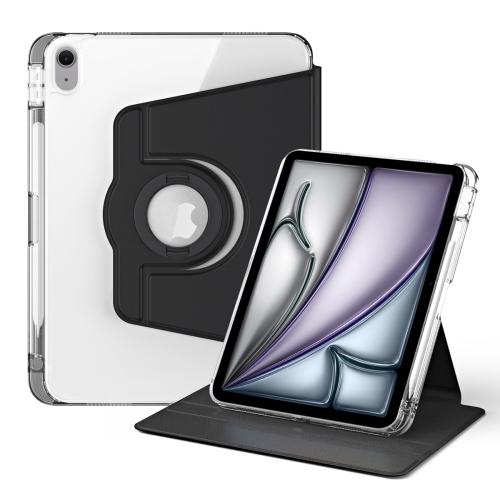 

For iPad Air 11 2024 360 Rotation Detachable Clear Acrylic Leather Tablet Case(Black)