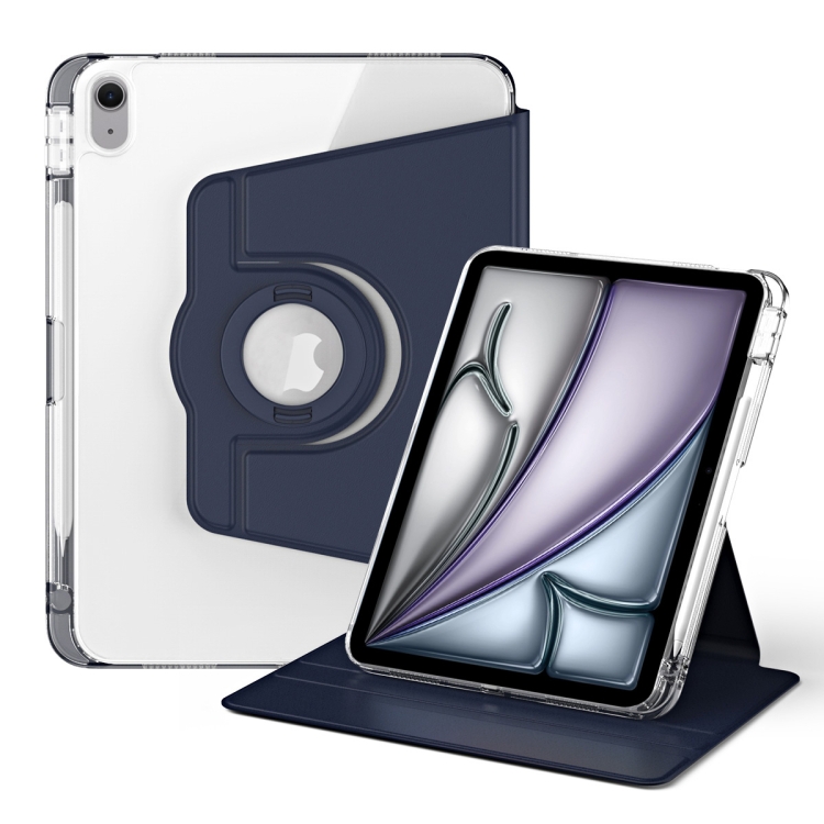 

For iPad Air 11 2025 / 2024 360 Rotation Detachable Clear Acrylic Leather Tablet Case(Dark Blue)
