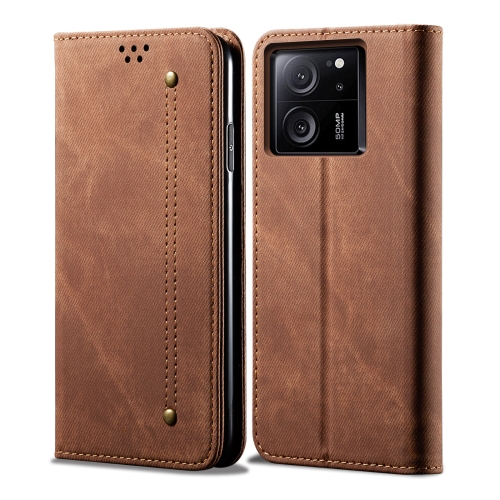 

For Xiaomi Redmi K60 Ultra / 13T Denim Texture Casual Style Horizontal Flip Leather Case(Brown)