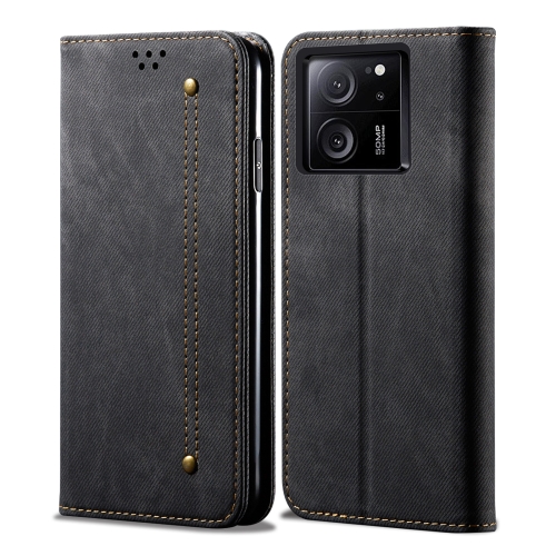 

For Xiaomi Redmi K60 Ultra / 13T Denim Texture Casual Style Horizontal Flip Leather Case(Black)