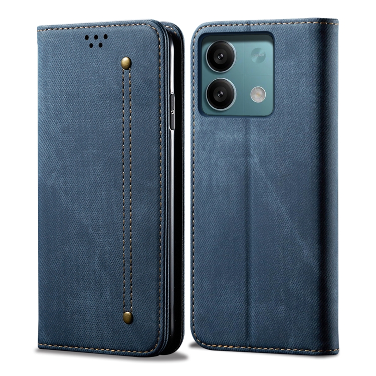 

For Xiaomi Redmi Note 13 Pro Denim Texture Casual Style Horizontal Flip Leather Case(Blue)