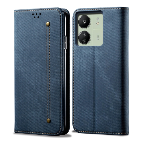 

For Xiaomi Redmi 13C / Poco C65 Denim Texture Casual Style Horizontal Flip Leather Case(Blue)