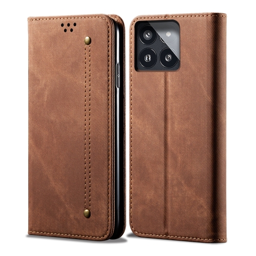 

For Xiaomi Redmi K70/K70 Pro Denim Texture Casual Style Horizontal Flip Leather Case(Brown)