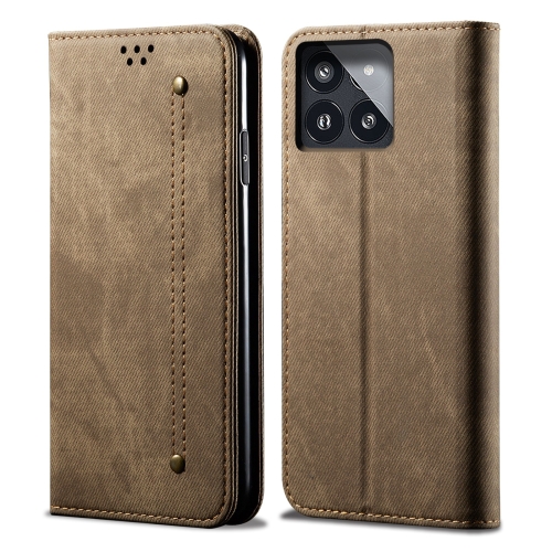 

For Xiaomi Redmi K70E Denim Texture Casual Style Horizontal Flip Leather Case(Khaki)