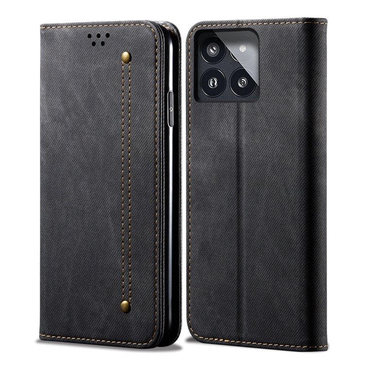 

For Xiaomi Redmi K70E Denim Texture Casual Style Horizontal Flip Leather Case(Black)