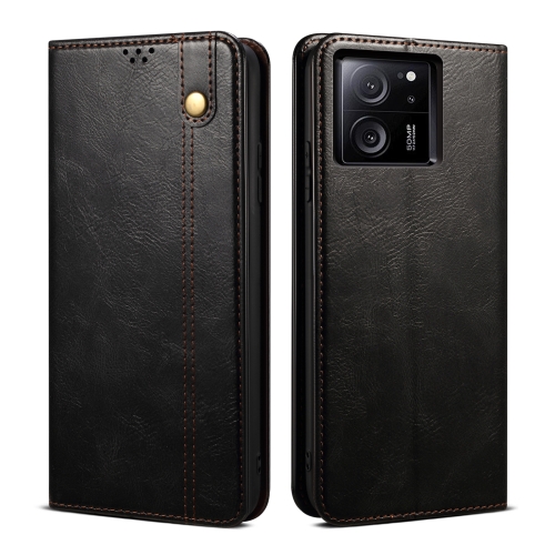 

For Xiaomi Redmi K60 Ultra / 13T Oil Wax Crazy Horse Texture Leather Phone Case(Black)