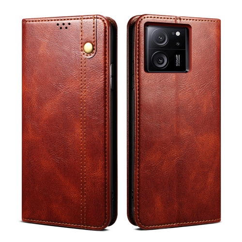 

For Xiaomi Redmi K60 Ultra / 13T Oil Wax Crazy Horse Texture Leather Phone Case(Brown)