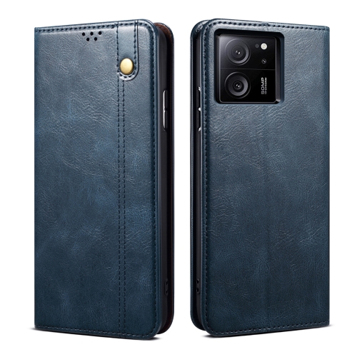 

For Xiaomi Redmi K60 Ultra / 13T Oil Wax Crazy Horse Texture Leather Phone Case(Blue)