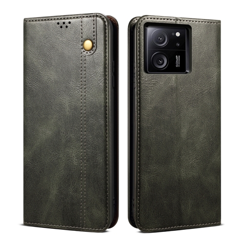 

For Xiaomi Redmi K60 Ultra / 13T Oil Wax Crazy Horse Texture Leather Phone Case(Green)