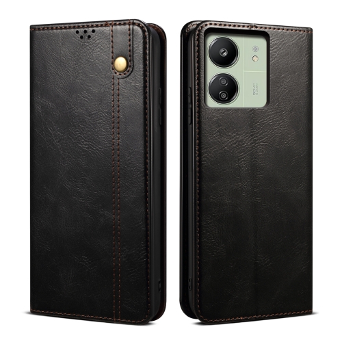 

For Xiaomi Redmi 13C / Poco C65 Oil Wax Crazy Horse Texture Leather Phone Case(Black)