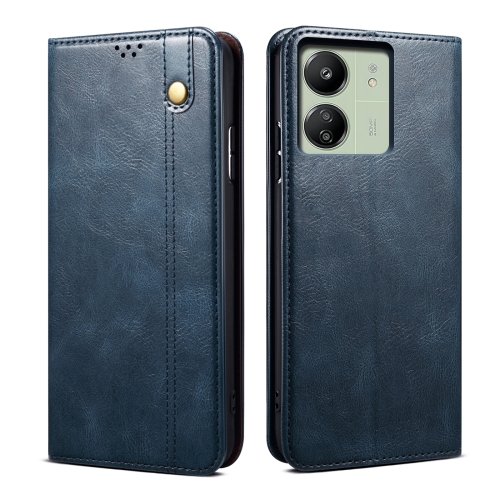 

For Xiaomi Redmi 13C / Poco C65 Oil Wax Crazy Horse Texture Leather Phone Case(Blue)