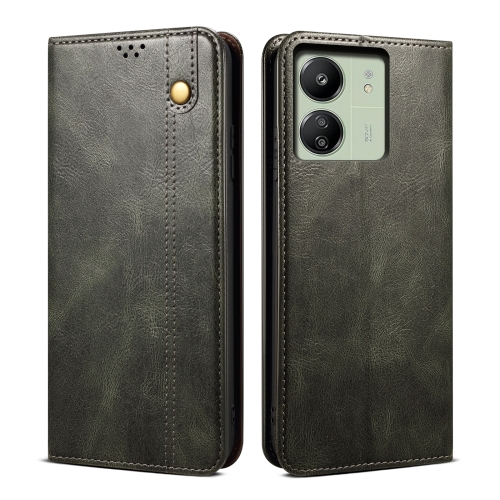 

For Xiaomi Redmi 13C / Poco C65 Oil Wax Crazy Horse Texture Leather Phone Case(Green)