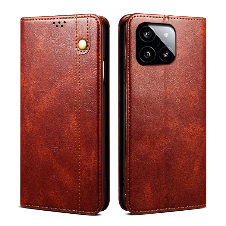 

For Xiaomi Redmi K70E Oil Wax Crazy Horse Texture Leather Phone Case(Brown)