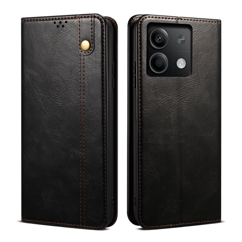 

For Xiaomi Redmi 13C 5G Global Oil Wax Crazy Horse Texture Leather Phone Case(Black)