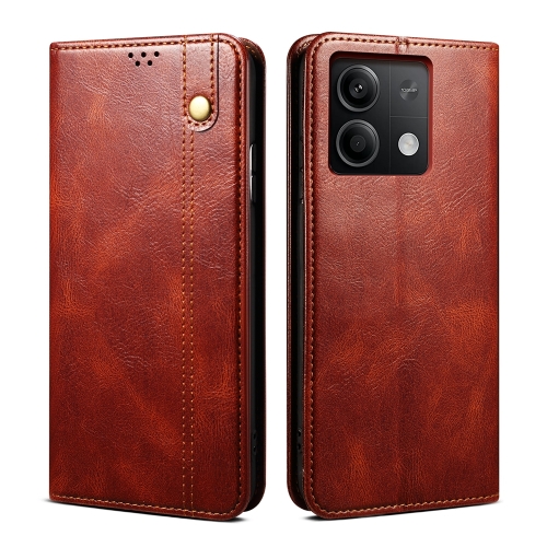 

For Xiaomi Redmi 13C 5G Global Oil Wax Crazy Horse Texture Leather Phone Case(Brown)