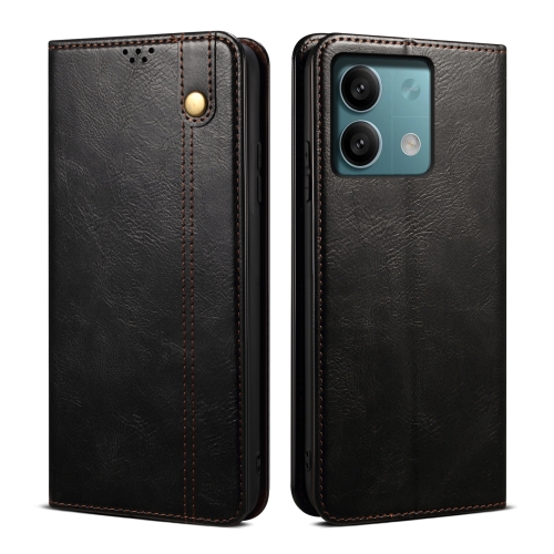 

For Xiaomi Redmi Note 13 4G Global Oil Wax Crazy Horse Texture Leather Phone Case(Black)