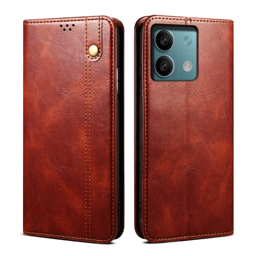 

For Xiaomi Redmi Note 13 4G Global Oil Wax Crazy Horse Texture Leather Phone Case(Brown)