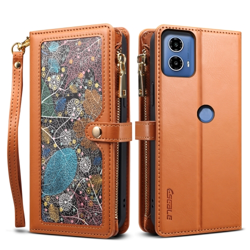

For Motorola Moto G24 Power ESEBLE Star Series Lanyard Zipper Wallet RFID Leather Case(Brown)