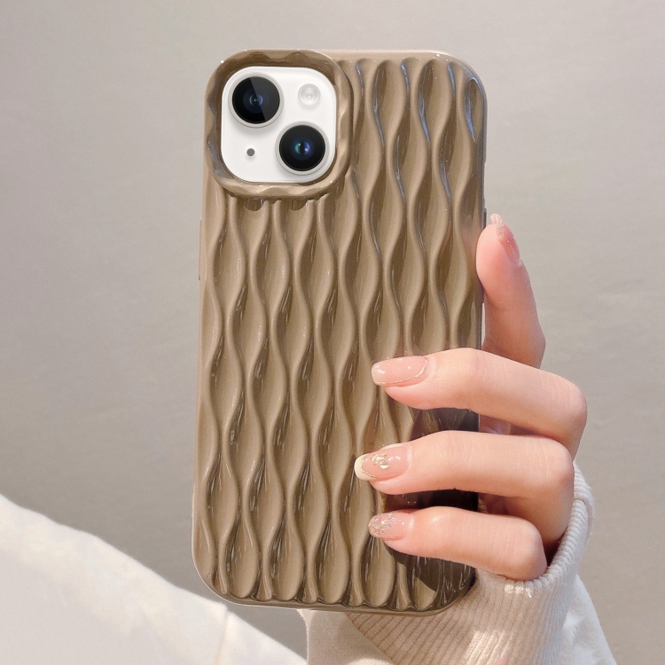 

For iPhone 14 Water Ripple Texture TPU Phone Case(Khaki)