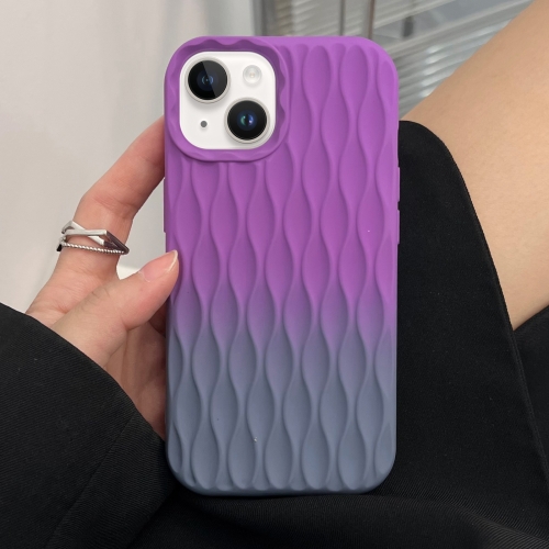 

For iPhone 14 Water Ripple Texture Gradient Color TPU Phone Case(Purple-Grey)