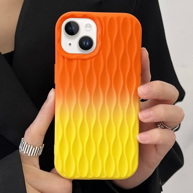 

For iPhone 14 Water Ripple Texture Gradient Color TPU Phone Case(Orange-Yellow)