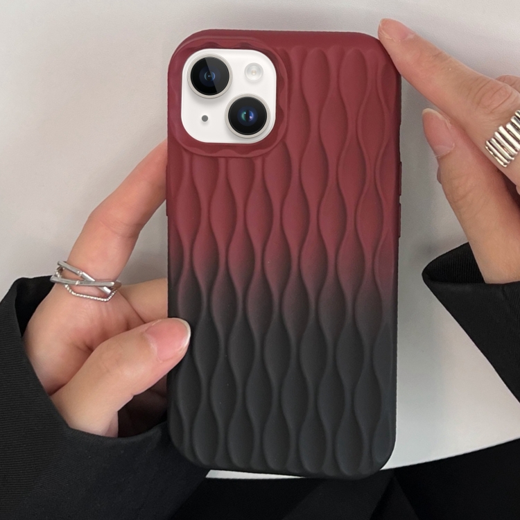 

For iPhone 14 Water Ripple Texture Gradient Color TPU Phone Case(Red-Black)