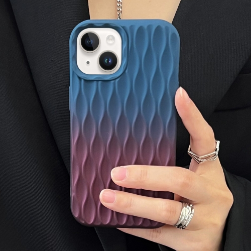 

For iPhone 14 Water Ripple Texture Gradient Color TPU Phone Case(Blue-Red)