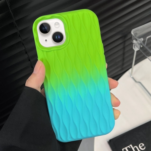 

For iPhone 14 Water Ripple Texture Gradient Color TPU Phone Case(Green-Blue)