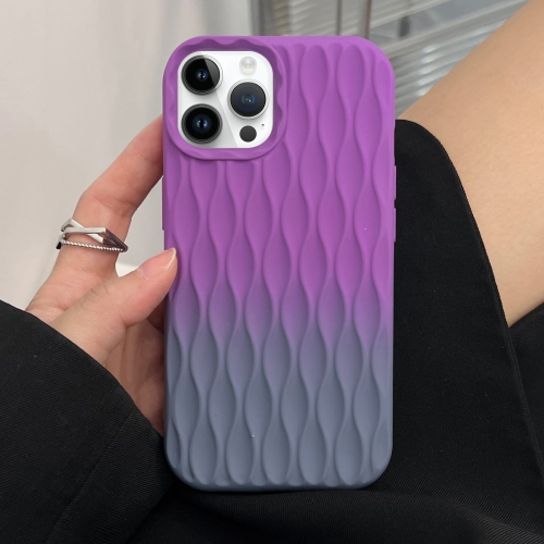 

For iPhone 14 Pro Water Ripple Texture Gradient Color TPU Phone Case(Purple-Grey)