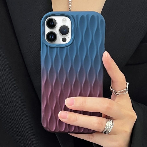 

For iPhone 14 Pro Max Water Ripple Texture Gradient Color TPU Phone Case(Blue-Red)