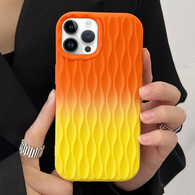 

For iPhone 13 Pro Water Ripple Texture Gradient Color TPU Phone Case(Orange-Yellow)
