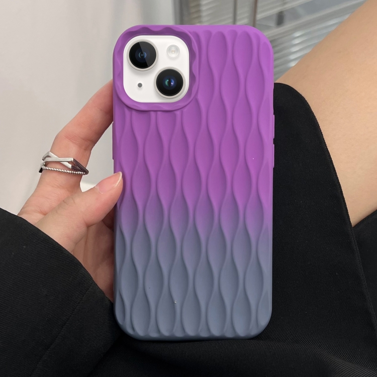 

For iPhone 13 Water Ripple Texture Gradient Color TPU Phone Case(Purple-Grey)