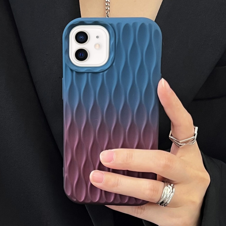 

For iPhone 12 Water Ripple Texture Gradient Color TPU Phone Case(Blue-Red)